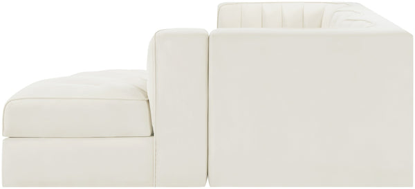 Meridian Furniture Rummi Channel Tufted Cream Velvet Modular Sectional for Contemporary Living Rooms 660Cream-Sec4C