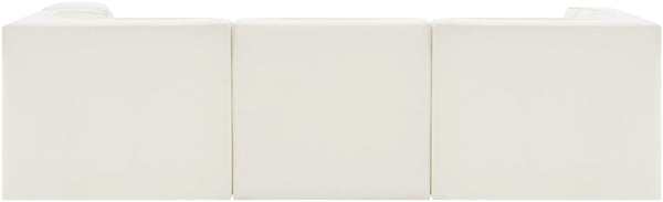 Meridian Furniture Rummi Channel Tufted Cream Velvet Modular Sectional for Contemporary Living Rooms 660Cream-Sec4C