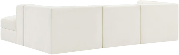 Meridian Furniture Rummi Channel Tufted Cream Velvet Modular Sectional for Contemporary Living Rooms 660Cream-Sec4C
