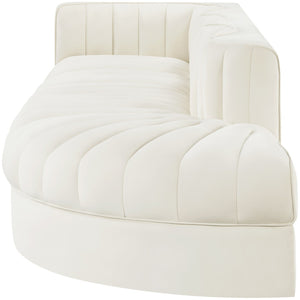 Meridian Furniture Rummi Four Piece Modular Sectional Cream Velvet Channel Tufted Contemporary Sofa 660Cream-Sec4D