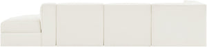 Meridian Furniture Rummi Four Piece Modular Sectional Cream Velvet Channel Tufted Contemporary Sofa 660Cream-Sec4D