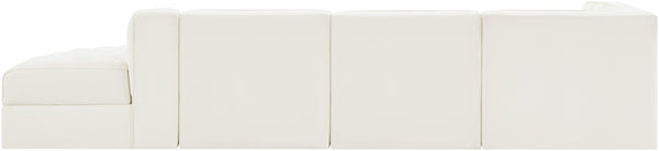 Meridian Furniture Rummi Four Piece Modular Sectional Cream Velvet Channel Tufted Contemporary Sofa 660Cream-Sec4D