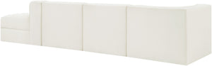 Meridian Furniture Rummi Four Piece Modular Sectional Cream Velvet Channel Tufted Contemporary Sofa 660Cream-Sec4D
