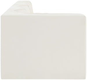 Meridian Furniture Rummi Four Piece Modular Sectional Cream Velvet Channel Tufted Contemporary Sofa 660Cream-Sec4D