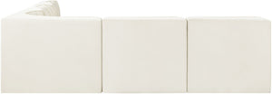 Meridian Furniture Rummi Five Piece Modular Sectional with Channel Tufting in Stain Resistant Velvet 660Cream-Sec5A