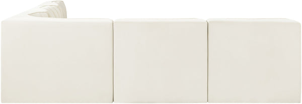 Meridian Furniture Rummi Five Piece Modular Sectional with Channel Tufting in Stain Resistant Velvet 660Cream-Sec5A