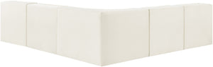 Meridian Furniture Rummi Five Piece Modular Sectional with Channel Tufting in Stain Resistant Velvet 660Cream-Sec5A