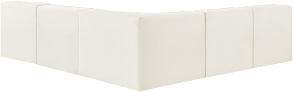 Meridian Furniture Rummi Five Piece Modular Sectional with Channel Tufting in Stain Resistant Velvet 660Cream-Sec5A