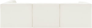 Meridian Furniture Rummi Five Piece Modular Sectional Channel Tufted Velvet Performance Fabric Seating 660Cream-Sec5C