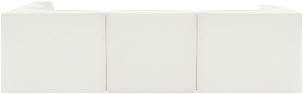 Meridian Furniture Rummi Five Piece Modular Sectional Channel Tufted Velvet Performance Fabric Seating 660Cream-Sec5C