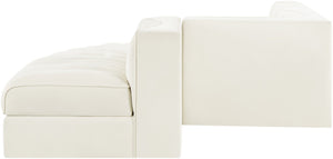 Meridian Furniture Rummi Five Piece Channel Tufted Velvet Modular Sectional for Spacious Living Rooms 660Cream-Sec5D
