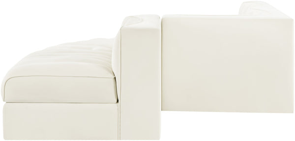 Meridian Furniture Rummi Five Piece Channel Tufted Velvet Modular Sectional for Spacious Living Rooms 660Cream-Sec5D