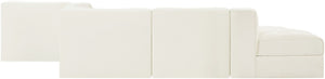 Meridian Furniture Rummi Five Piece Channel Tufted Velvet Modular Sectional for Spacious Living Rooms 660Cream-Sec5D