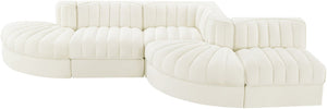 Meridian Furniture Rummi Five Piece Channel Tufted Velvet Modular Sectional for Spacious Living Rooms 660Cream-Sec5D