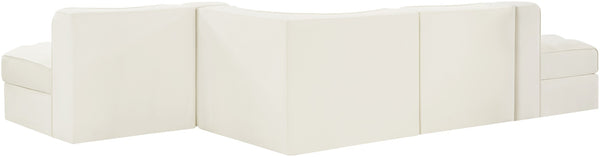 Meridian Furniture Rummi Five Piece Channel Tufted Velvet Modular Sectional for Spacious Living Rooms 660Cream-Sec5D