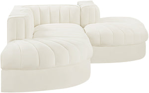 Meridian Furniture Rummi Five Piece Channel Tufted Velvet Modular Sectional for Spacious Living Rooms 660Cream-Sec5D