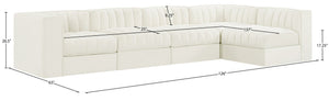 Meridian Furniture Rummi Five Piece Modular Sectional with Channel Tufted Velvet and Low Profile Frame 660Cream-Sec5E