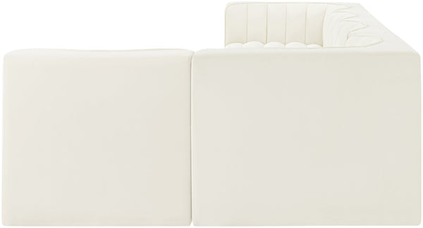 Meridian Furniture Rummi Five Piece Modular Sectional with Channel Tufted Velvet and Low Profile Frame 660Cream-Sec5E