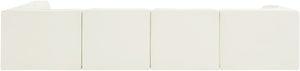 Meridian Furniture Rummi Five Piece Modular Sectional with Channel Tufted Velvet and Low Profile Frame 660Cream-Sec5E