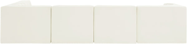 Meridian Furniture Rummi Five Piece Modular Sectional with Channel Tufted Velvet and Low Profile Frame 660Cream-Sec5E