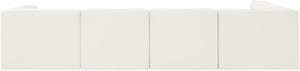 Meridian Furniture Rummi Five Piece Modular Sectional with Channel Tufted Velvet and Low Profile Frame 660Cream-Sec5E