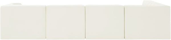 Meridian Furniture Rummi Five Piece Modular Sectional with Channel Tufted Velvet and Low Profile Frame 660Cream-Sec5E