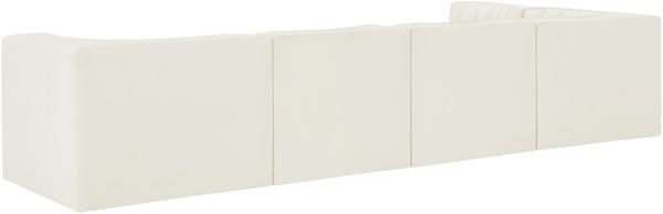 Meridian Furniture Rummi Five Piece Modular Sectional with Channel Tufted Velvet and Low Profile Frame 660Cream-Sec5E