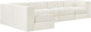 Meridian Furniture Rummi Five Piece Modular Sectional with Channel Tufted Velvet and Low Profile Frame 660Cream-Sec5E