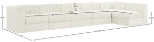 Meridian Furniture Rummi Six Piece Modular Sectional Channel Tufted Cream Velvet Contemporary Sofa 660Cream-Sec6E