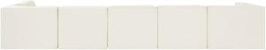 Meridian Furniture Rummi Six Piece Modular Sectional Channel Tufted Cream Velvet Contemporary Sofa 660Cream-Sec6E