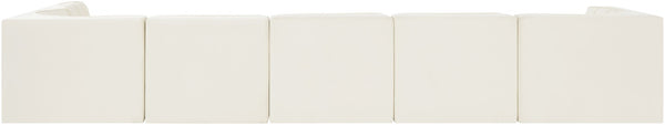 Meridian Furniture Rummi Six Piece Modular Sectional Channel Tufted Cream Velvet Contemporary Sofa 660Cream-Sec6E
