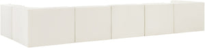 Meridian Furniture Rummi Six Piece Modular Sectional Channel Tufted Cream Velvet Contemporary Sofa 660Cream-Sec6E