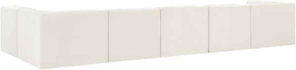 Meridian Furniture Rummi Six Piece Modular Sectional Channel Tufted Cream Velvet Contemporary Sofa 660Cream-Sec6E