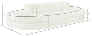 Meridian Furniture Rummi Eight Piece Modular Sectional Channel Tufted Velvet Lounge for Living Rooms 660Cream-Sec8B