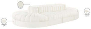 Meridian Furniture Rummi Eight Piece Modular Sectional Channel Tufted Velvet Lounge for Living Rooms 660Cream-Sec8B