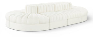 Meridian Furniture Rummi Eight Piece Modular Sectional Channel Tufted Velvet Lounge for Living Rooms 660Cream-Sec8B