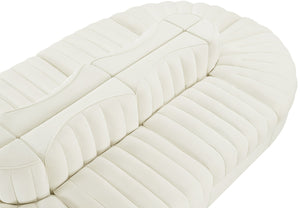 Meridian Furniture Rummi Eight Piece Modular Sectional Channel Tufted Velvet Lounge for Living Rooms 660Cream-Sec8B