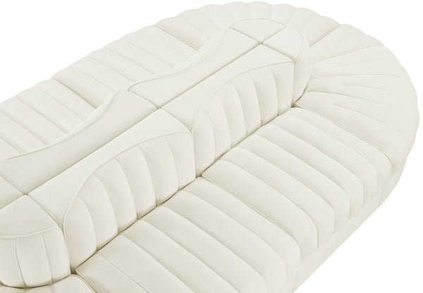 Meridian Furniture Rummi Eight Piece Modular Sectional Channel Tufted Velvet Lounge for Living Rooms 660Cream-Sec8B