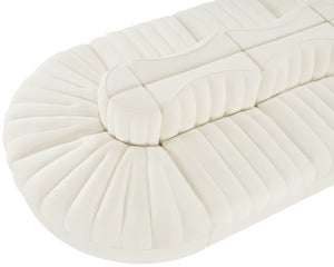 Meridian Furniture Rummi Eight Piece Modular Sectional Channel Tufted Velvet Lounge for Living Rooms 660Cream-Sec8B