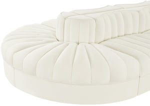 Meridian Furniture Rummi Eight Piece Modular Sectional Channel Tufted Velvet Lounge for Living Rooms 660Cream-Sec8B