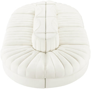Meridian Furniture Rummi Eight Piece Modular Sectional Channel Tufted Velvet Lounge for Living Rooms 660Cream-Sec8B