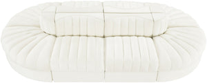 Meridian Furniture Rummi Eight Piece Modular Sectional Channel Tufted Velvet Lounge for Living Rooms 660Cream-Sec8B