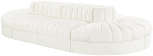 Meridian Furniture Rummi Eight Piece Modular Sectional Channel Tufted Velvet Lounge for Living Rooms 660Cream-Sec8B