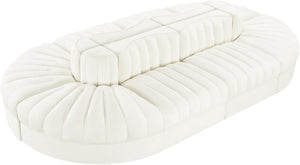 Meridian Furniture Rummi Eight Piece Modular Sectional Channel Tufted Velvet Lounge for Living Rooms 660Cream-Sec8B