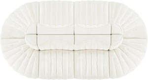 Meridian Furniture Rummi Eight Piece Modular Sectional Channel Tufted Velvet Lounge for Living Rooms 660Cream-Sec8B