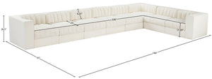 Meridian Furniture Rummi Eight Piece Modular Sectional Cream Velvet Channel Tufted Living Room Sofa 660Cream-Sec8C