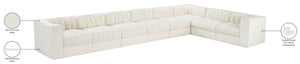 Meridian Furniture Rummi Eight Piece Modular Sectional Cream Velvet Channel Tufted Living Room Sofa 660Cream-Sec8C