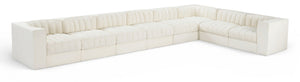 Meridian Furniture Rummi Eight Piece Modular Sectional Cream Velvet Channel Tufted Living Room Sofa 660Cream-Sec8C