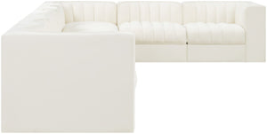 Meridian Furniture Rummi Eight Piece Modular Sectional Cream Velvet Channel Tufted Living Room Sofa 660Cream-Sec8C