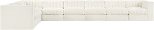 Meridian Furniture Rummi Eight Piece Modular Sectional Cream Velvet Channel Tufted Living Room Sofa 660Cream-Sec8C